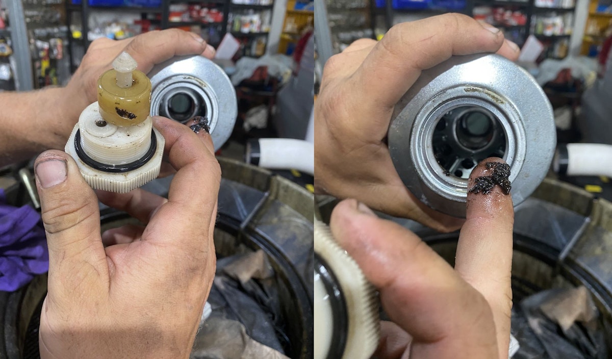 Fuel filter caked in debris